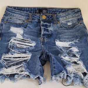 BBJ Los Angeles Distressed Ripped Frayed Hem Denim Cutoff Shorts Size 3/26
